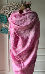 将图像加载到图库查看器中， Women&#39;s Lakhnavi Handcrafted Chanderi Silk Chikankari Saree - HONC0273491
