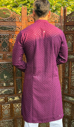 Load image into Gallery viewer, Men&#39;s Faux-Georgette Hakoba Kurta - HONC0261810
