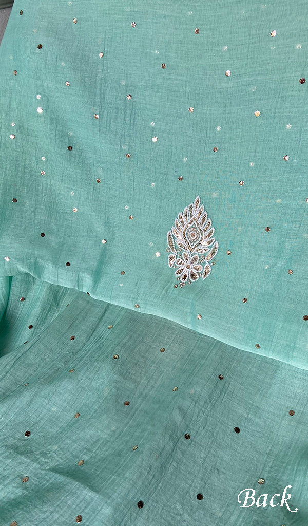 Nyla Women's Lakhnavi Handcrafted Mul Chanderi Unstitched Chikankari Full Suit Material - HONC0341667