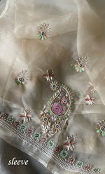 将图像加载到图库查看器中， Women&#39;s Lakhnavi Handcrafted Pure Organza Chikankari Unstitched Kurta And Dupatta Set- HONC0267234
