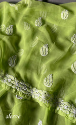 将图像加载到图库查看器中， Women&#39;s Lakhnavi Handcrafted Unstitched Faux-Georgette Chikankari Suit Material - HONC0277954
