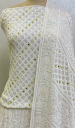 Load image into Gallery viewer, Women&#39;s Lakhnavi Handcrafted Bridal Pure Silk Georgette Chikankari Lehenga Set - HONC0102936
