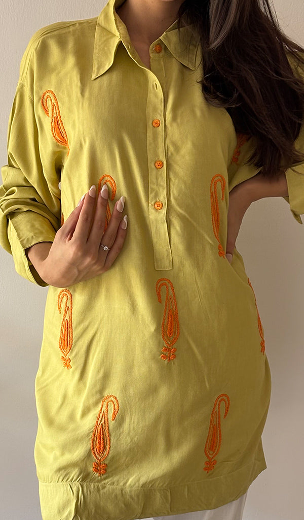 Aamna Women's Lakhnavi Handcrafted Cotton Chikankari Top - HONC0325808