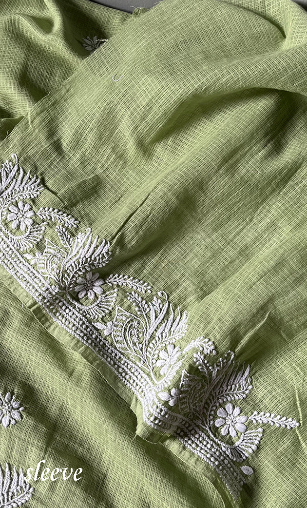 Women's Lucknowi Handcrafted Kota Cotton Chikankari Unstitched Kurta And Dupatta Set - HONC0312640