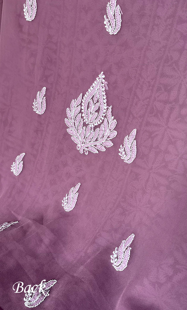 Vamika Women's Lucknowi Handcrafted Faux-Georgette Unstitched Chikankari Suit Material - HONC0330345