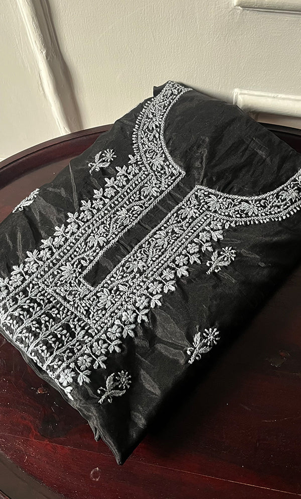 Charvi Women's Lakhnavi Handcrafted Organza Chikankari Unstitched Kurti Fabric - HONC0336177
