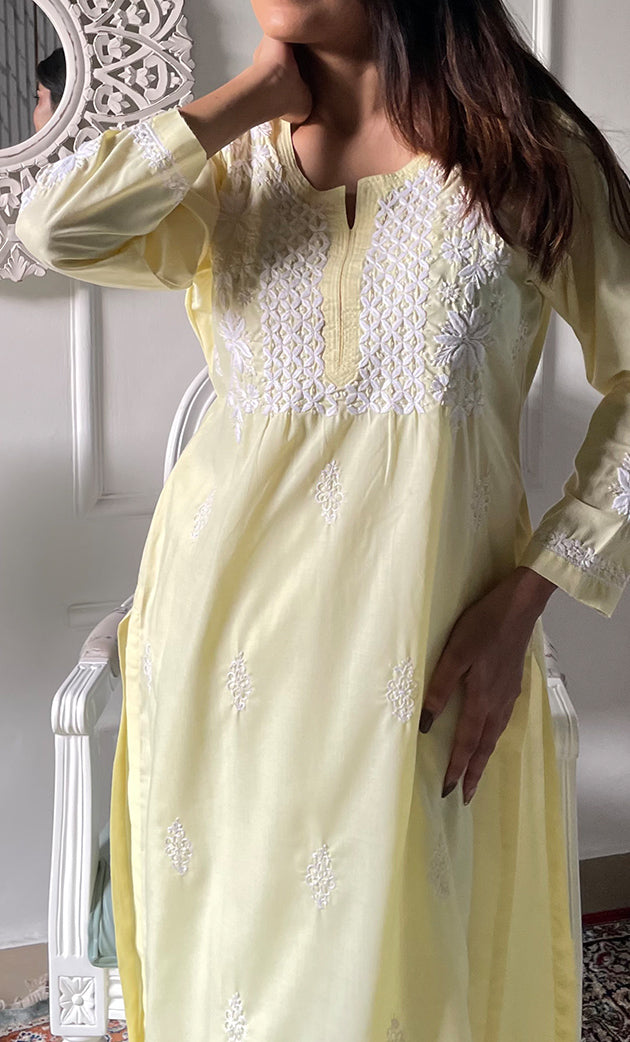Women's Lucknowi Handcrafted Cotton Chikankari Kurti - HONC0330799
