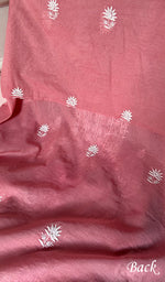 Load image into Gallery viewer, Women's Lakhnavi Handcrafted Mul Chanderi Unstitched Chikankari Full Suit Material - HONC0338252