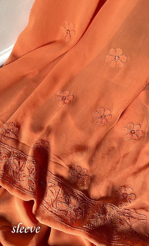 Women's Lakhnavi Handcrafted Viscose Georgette Chikankari Full Suit Material - HONC0299907