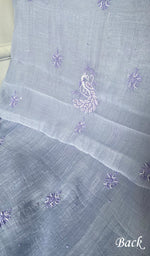 Load image into Gallery viewer, Women's Lakhnavi Handcrafted Mul Chanderi  Unstitched Chikankari Full Suit Material - HONC0339567