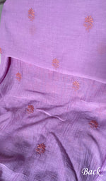 Load image into Gallery viewer, Women's Lucknowi Handcrafted Chanderi Silk Unstitched Chikankari Full Suit Material - HONC0342151