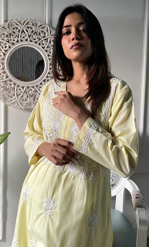 Women's Lucknowi Handcrafted Cotton Chikankari Kurti - HONC0330780