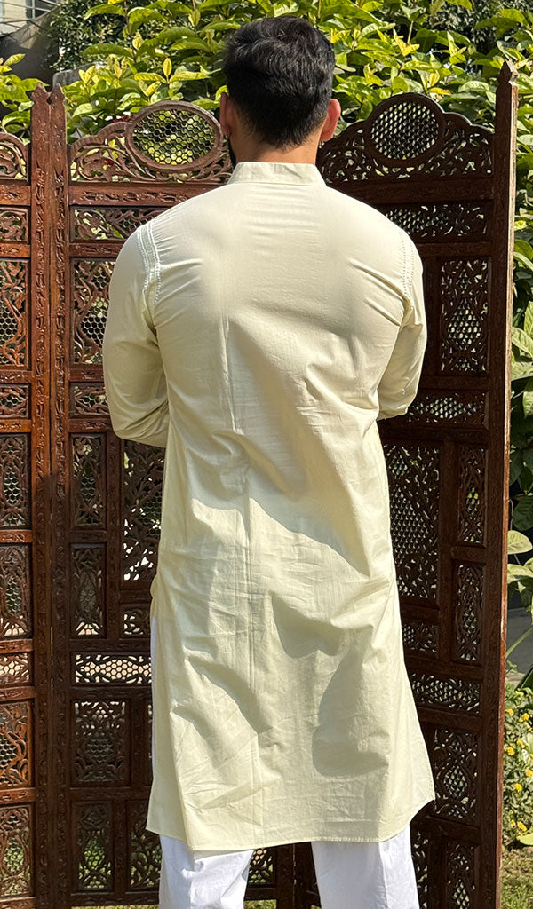 Men's Lucknowi Handcrafted Cotton Chikankari Kurta -  HONC0115475