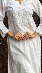 Load image into Gallery viewer, Women&#39;s Lucknowi Handcrafted Cotton Chikankari Kurti - HONC0217261
