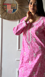 将图像加载到图库查看器中， Shagufta Lakhnavi Handcrafted Cotton Chikankari Kurti - HONC0350628