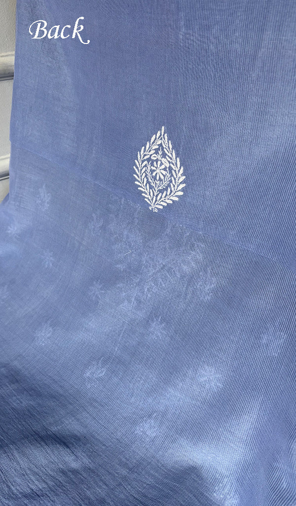 Lucknowi Handcrafted Maheshwari Mul chanderi Chikankari Unstitched Men's Kurta Fabric - HONC0300044