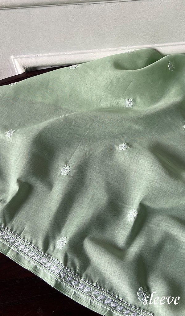 Women's Lakhnavi Handcrafted Cotton Chikankari Unstitched Kurti Fabric - HONC0368476