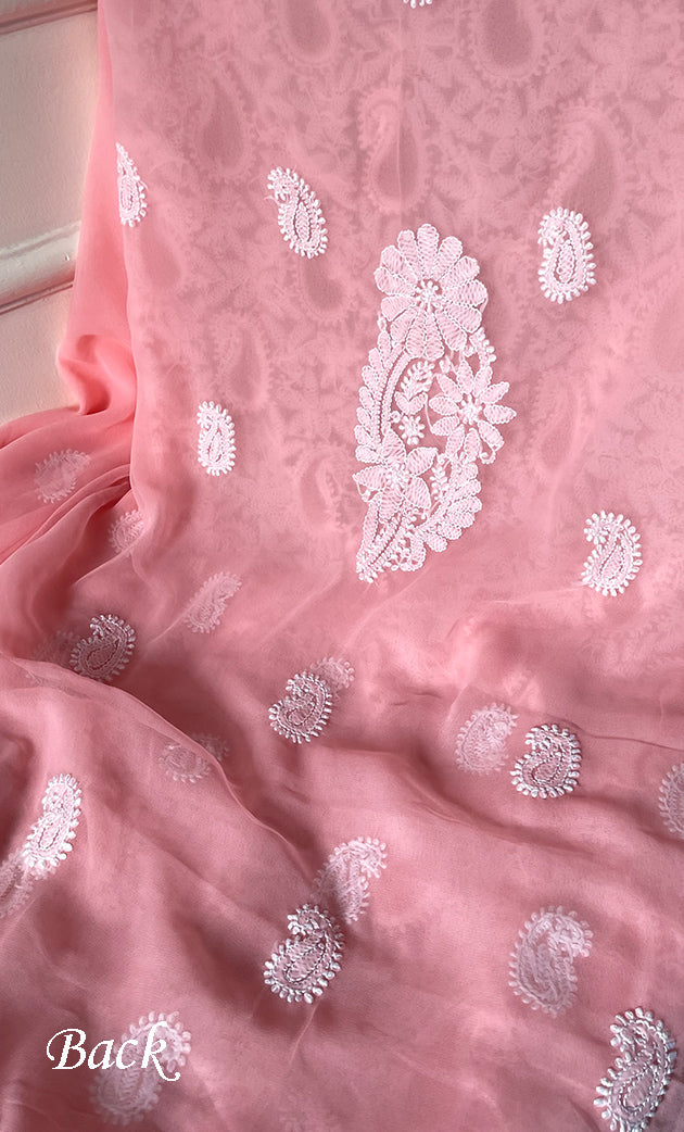 Women's Lucknowi Handcrafted Faux-Georgette Chikankari Suit Material - HONC0318470