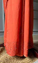 Load image into Gallery viewer, Women&#39;s Lakhnavi Handcrafted Viscose Georgette Chikankari Saree - HONC0290058
