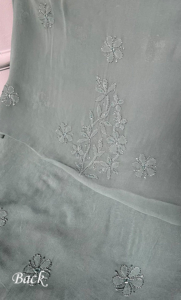 Women's Lucknowi Handcrafted Viscose Georgette Unstitched Chikankari Suit Material - HONC0325151