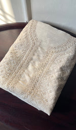 Load image into Gallery viewer, Lucknowi Handcrafted Munga Silk Chikankari Unstitched Men&#39;s Kurta Fabric - HONC0255839
