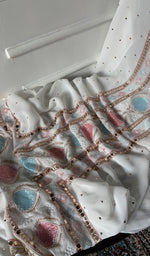 Load image into Gallery viewer, Women's Lucknowi Handcrafted Viscose Georgette Unstitched Chikankari Kurta and Dupatta Set- HONC0329582