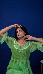 Load image into Gallery viewer, Aadab Women&#39;s Lakhnavi Handcrafted Faux-Georgette Chikankari  Anarkali Dress - HONC038910
