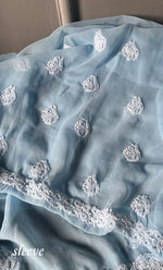 将图像加载到图库查看器中， Women&#39;s Lakhnavi Handcrafted Unstitched Faux-Georgette Chikankari Suit Material - HONC0263066
