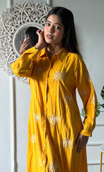 Load image into Gallery viewer, Vaishali Women's Lucknowi Handcrafted Cotton Chikankari Long Dress - HONC0341129