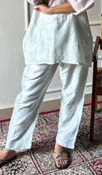 Load image into Gallery viewer, Riddhi Women's Lakhnavi Handcrafted Chanderi Silk Chikankari Top And Pant Set - HONC0360683
