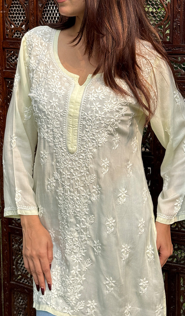 Alshifa Women's Lakhnavi Handcrafted Modal Cotton Chikankari Top - HONC0247422