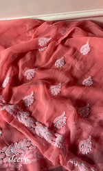 将图像加载到图库查看器中， Vamika Women's Lucknowi Handcrafted Faux-Georgette Unstitched Chikankari Suit Material - HONC0330342
