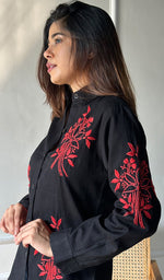 Load image into Gallery viewer, Vaani Women&#39;s Lucknowi Handcrafted Slub Cotton Chikankari Top - HONC0299204
