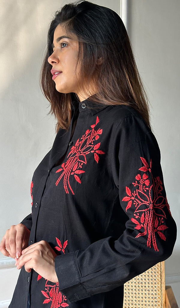 Vaani Women's Lucknowi Handcrafted Slub Cotton Chikankari Top - HONC0299204