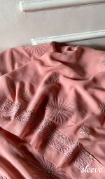 将图像加载到图库查看器中， Women's Lakhnavi Handcrafted Pure Silk Georgette Unstitched Chikankari Kurta And Dupatta Set- HONC0370414