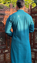 Load image into Gallery viewer, Men&#39;s Faux-Georgette Hakoba Kurta - HONC0266679
