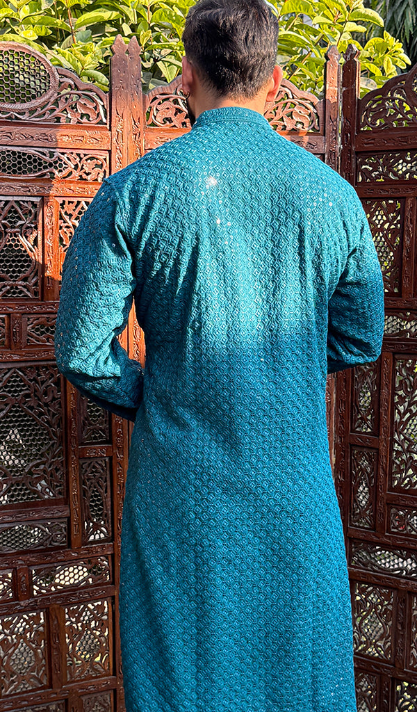 Men's Faux-Georgette Hakoba Kurta - HONC0266679