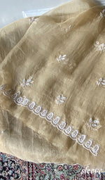 Load image into Gallery viewer, Women's Lakhnavi Handcrafted Pure Organza Chikankari Unstitched Kurta And Dupatta Set- HONC0368257