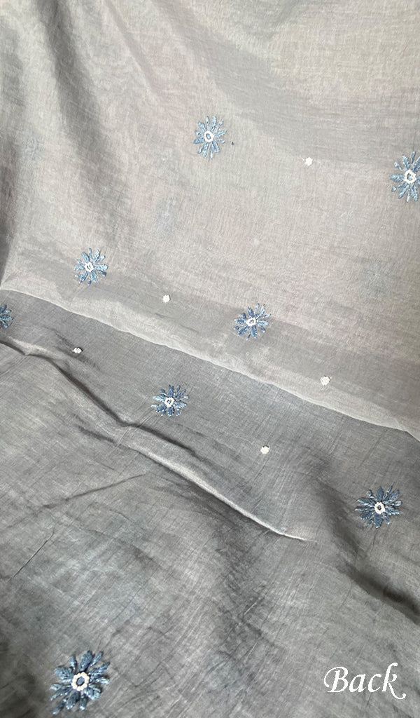 Women's Lakhnavi Handcrafted Mul Chanderi Unstitched Chikankari Full Suit- HONC0354632