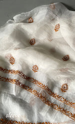 Load image into Gallery viewer, Women&#39;s Lakhnavi Handcrafted Pure Organza Chikankari Unstitched Kurta And Dupatta Set- HONC0305187
