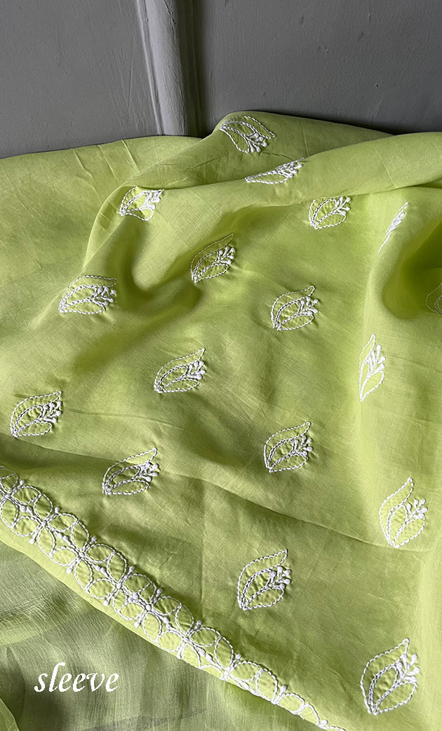Women's Lakhnavi Handcrafted Unstitched Cotton Chikankari Suit Material - HONC0264507
