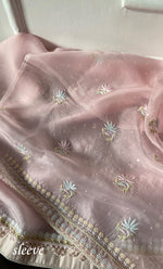 Load image into Gallery viewer, Women&#39;s Lakhnavi Handcrafted Pure Organza Chikankari Unstitched Kurta And Dupatta Set- HONC0318888
