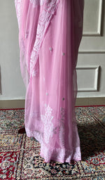 Load image into Gallery viewer, Women's Lucknowi Handcrafted Faux-Georgette Chikankari Saree - HONC0348735