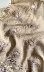Load image into Gallery viewer, Women's Lakhnavi Handcrafted Mul Chanderi Unstitched Chikankari Full Suit Material - HONC0312089