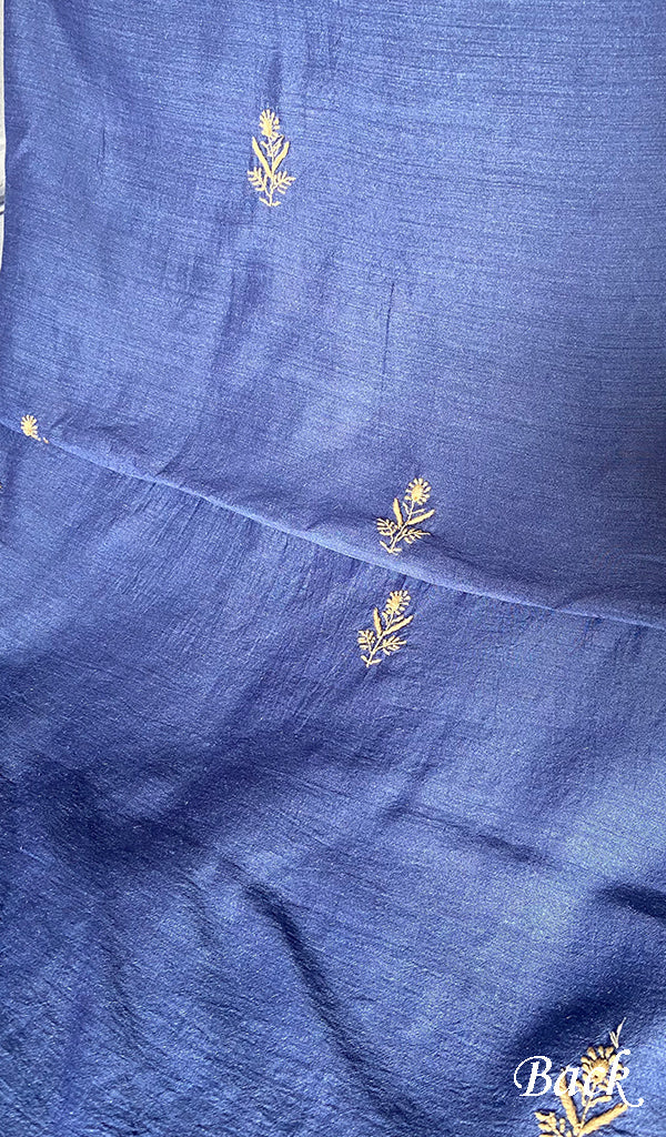 Women's Lakhnavi Handcrafted Unstitched Munga Silk Chikankari Kurta And Dupatta Set- HONC0357039