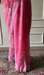 将图像加载到图库查看器中， Samaira Women's Lucknowi Handcrafted Faux-Georgette Chikankari Saree - HONC0348736