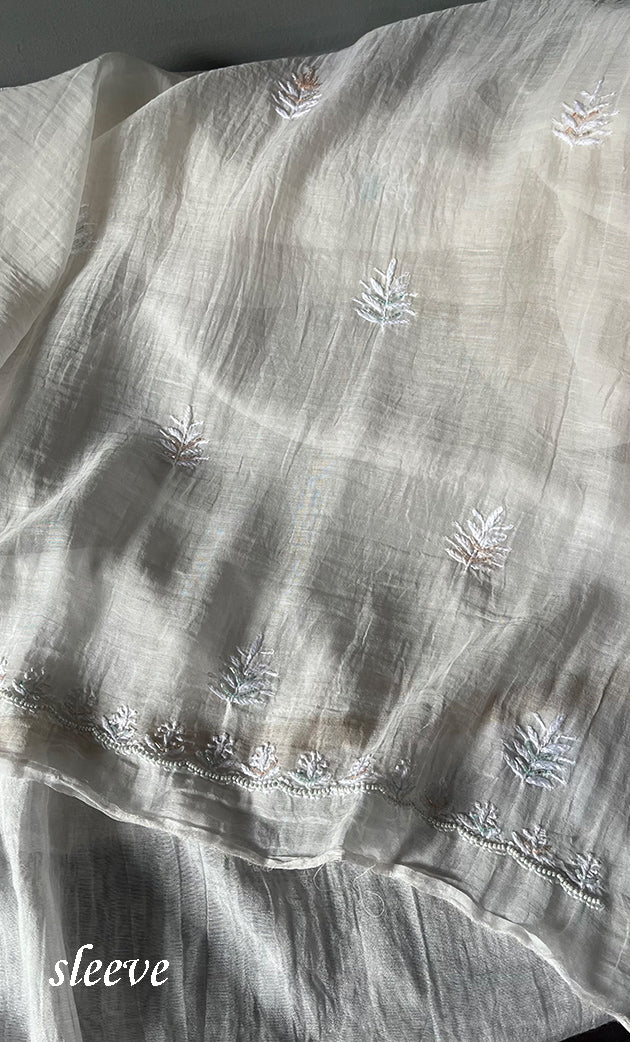 Women's Lakhnavi Handcrafted Mul Chanderi Unstitched Kurta And Dupatta Set - HONC0307461
