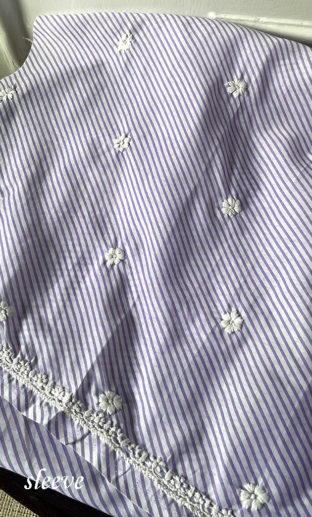 Shumaira Women's Lakhnavi Handcrafted Cotton Chikankari Unstitched Kurti Fabric - HONC0326384