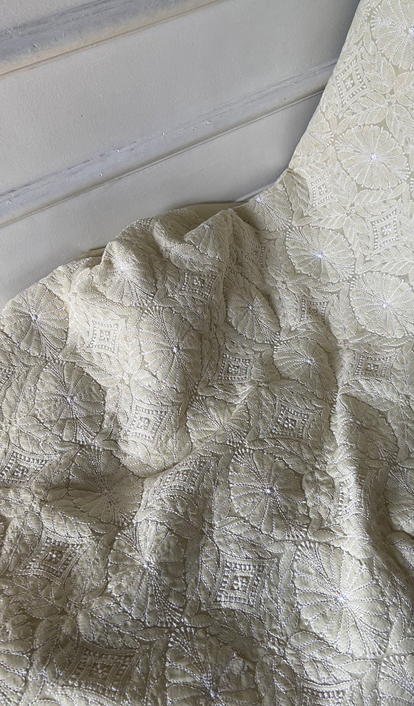 Women's Lakhnavi Handcrafted Cotton Unstitched Chikankari Suit Material - HONC0365125
