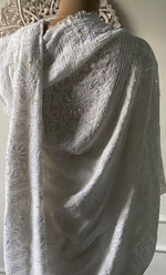 Load image into Gallery viewer, Women's Lakhnavi Handcrafted Viscose Georgette Chikankari Saree - HONC0278733